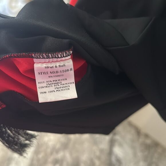 Black & Red Fringe Dress Size: S - Picture 6 of 6